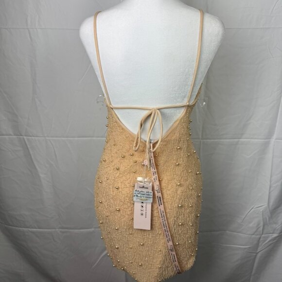 Oh Polly Embellished Mini Dress in Nude - Picture 3 of 4